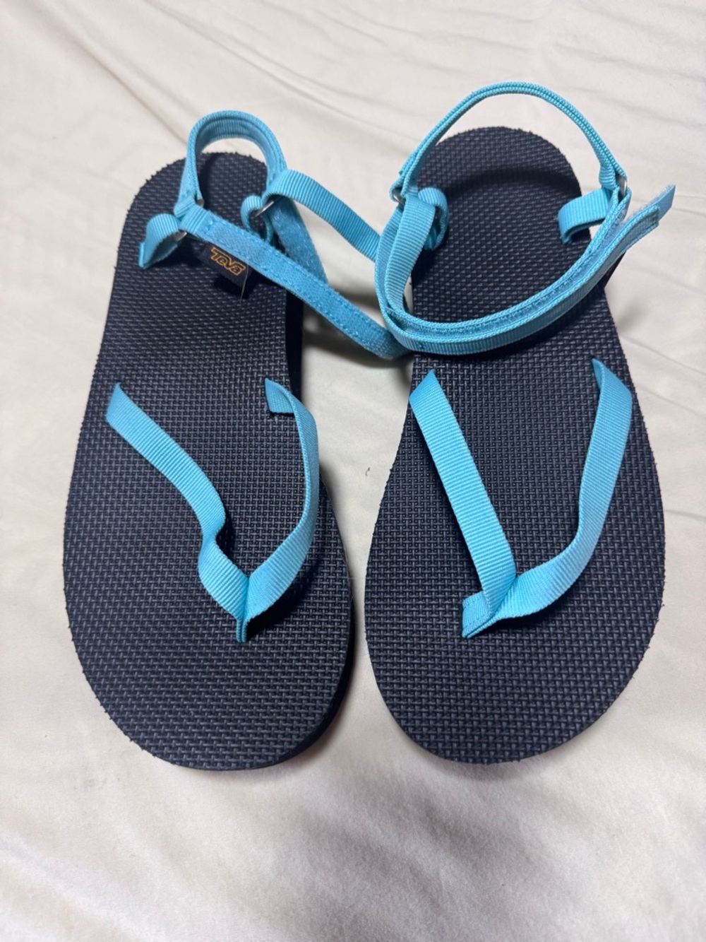 Teva Light Blue Strap Navy Footbed Sandals